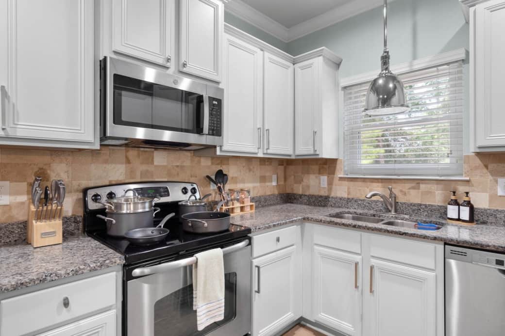 Fully equipped kitchen with all appliances and basic essential for a relaxing vacation. 