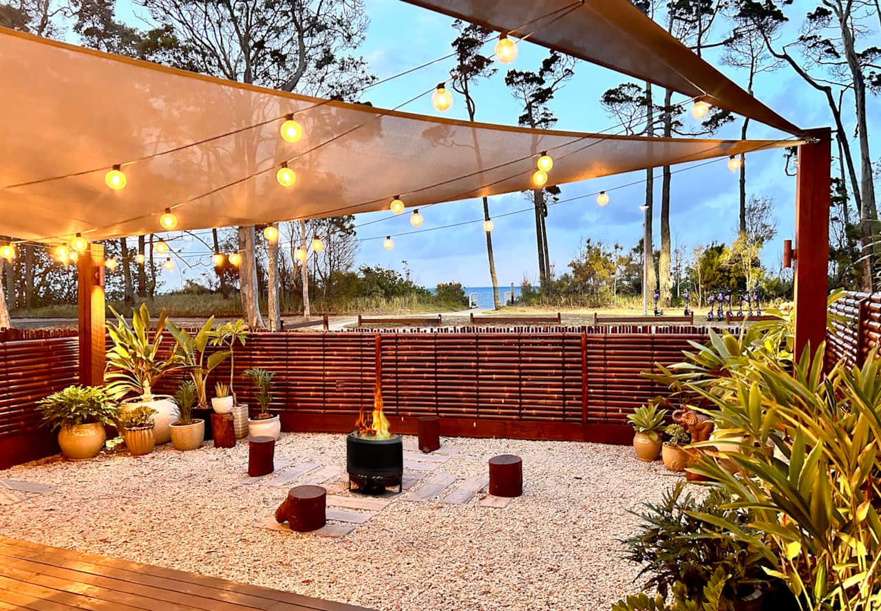 Front garden, ocean views. Enjoy the fire pit on cooler nights.