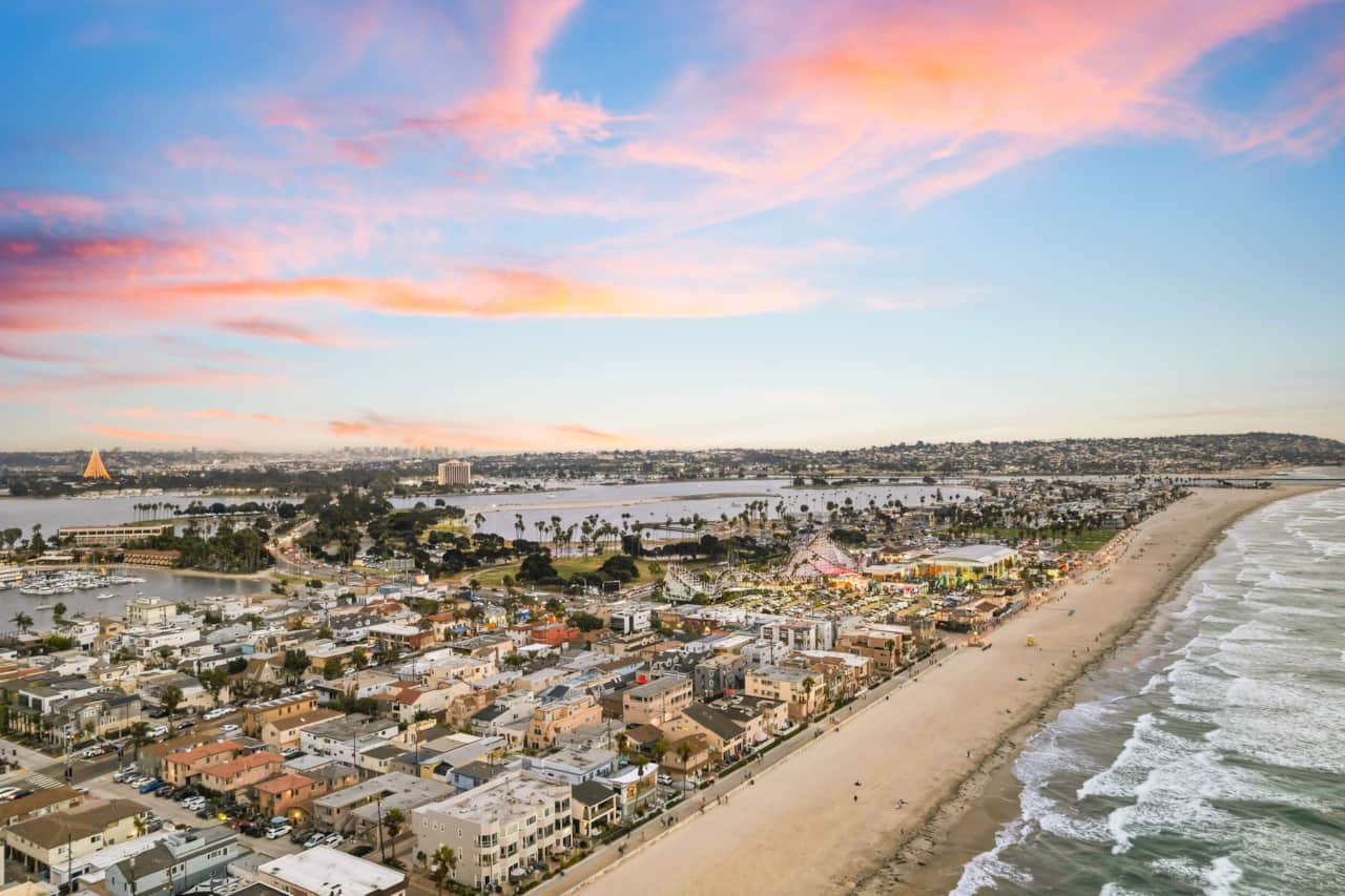 Mission Beach & Pacific Ocean at Sunset