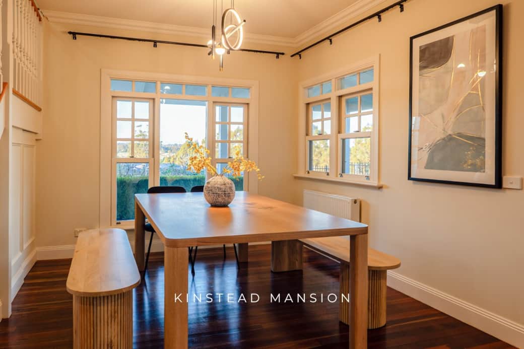 The home offers two dining areas for shared meals and celebrations — a main dining table that seats up to 12 adults, and a second dining area (not pictured) that seats up to 8 adults.
