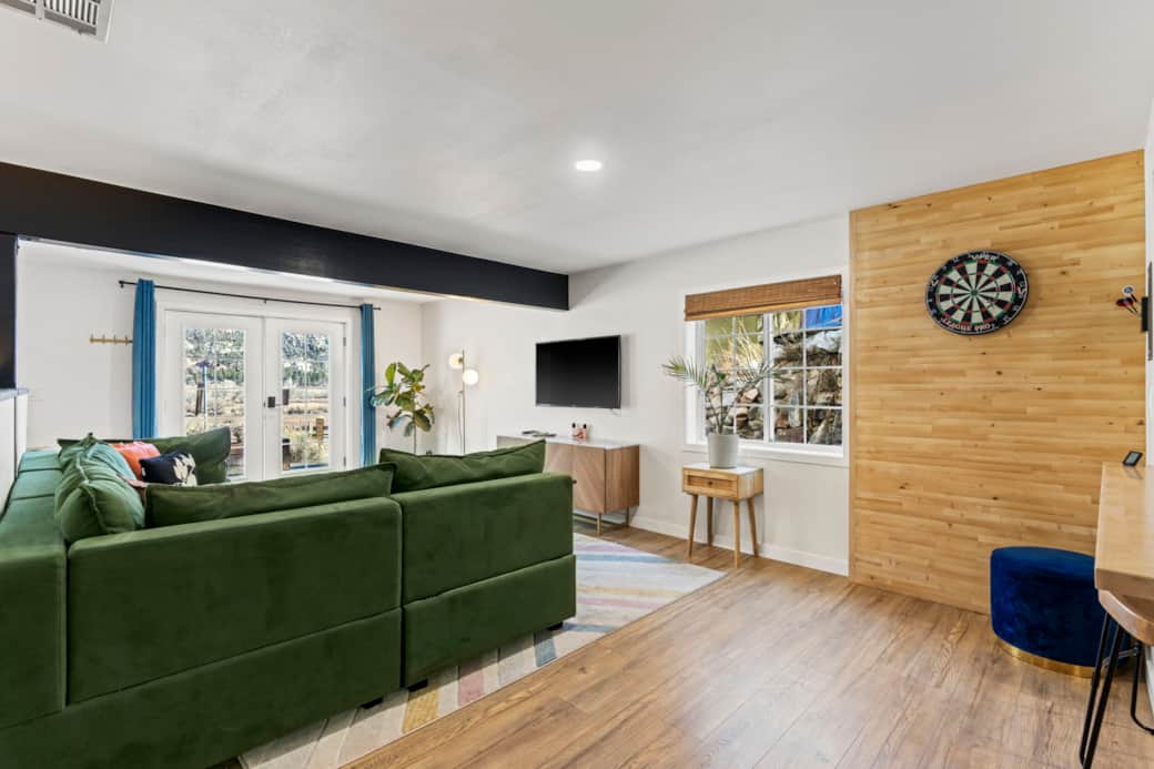 Living room with dart board Living room with dart board