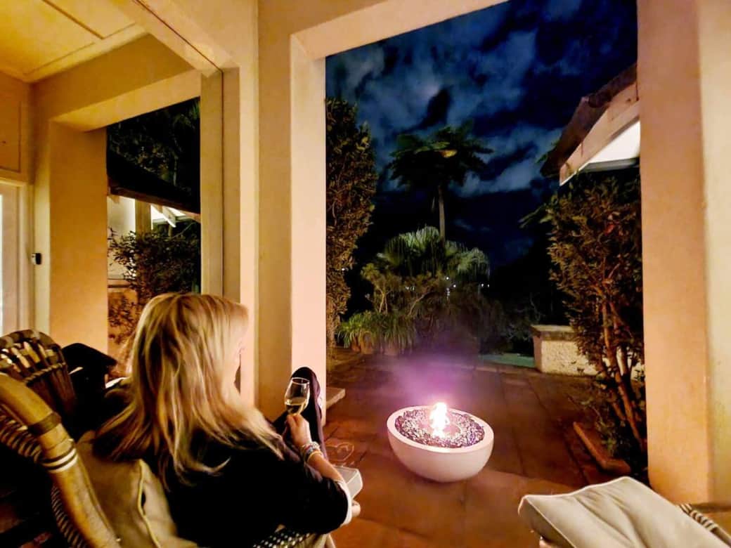 The fire pit is ready to light.