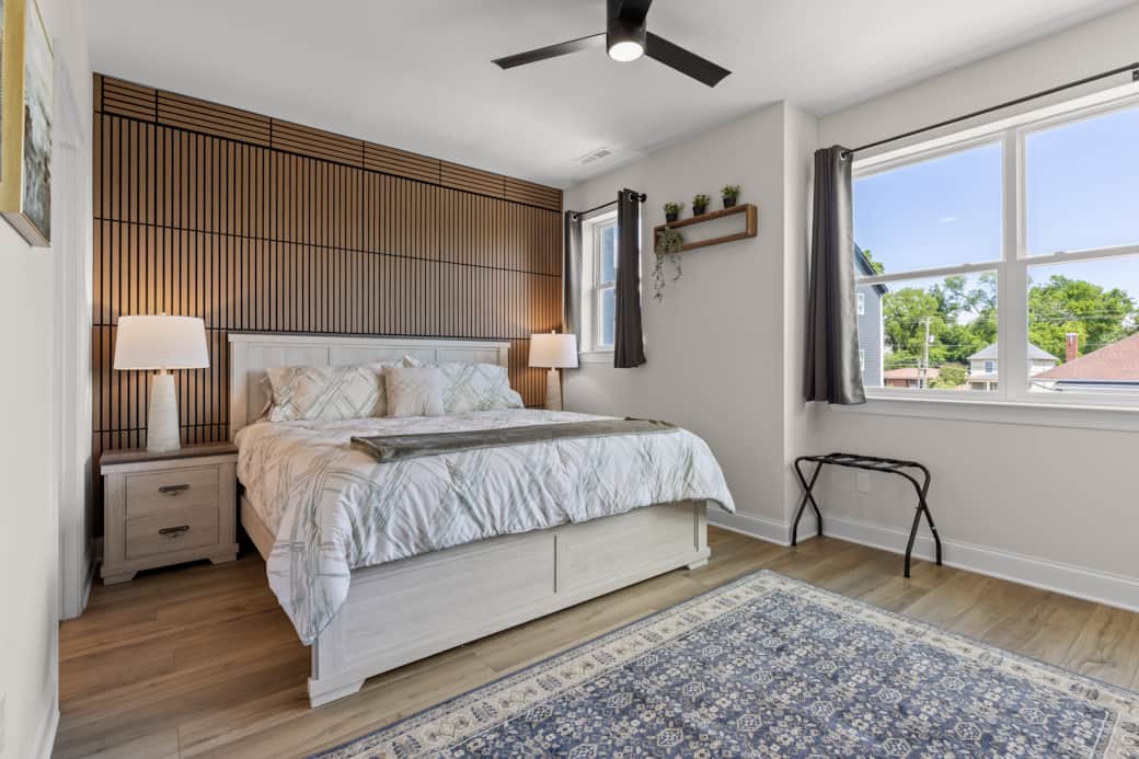 King Master Bedroom with en-suite bathroom and desk workspace