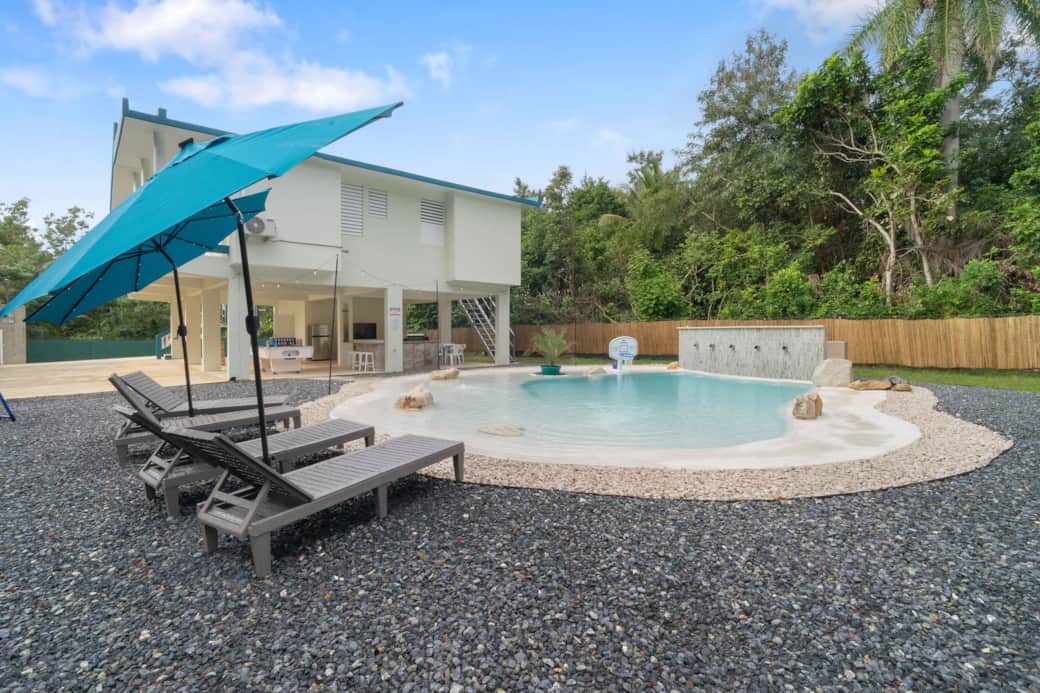 Outdoor beach entry pool