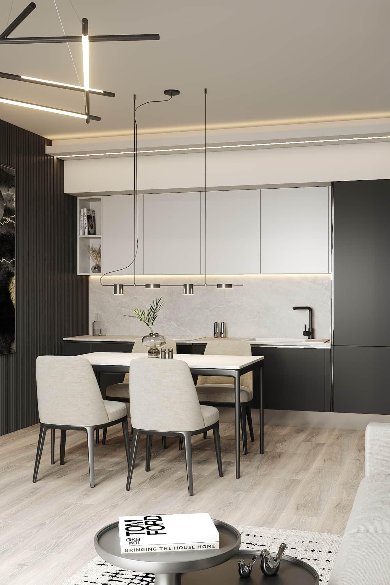 Zona pranzo e cucina CREO completamente attrezzata