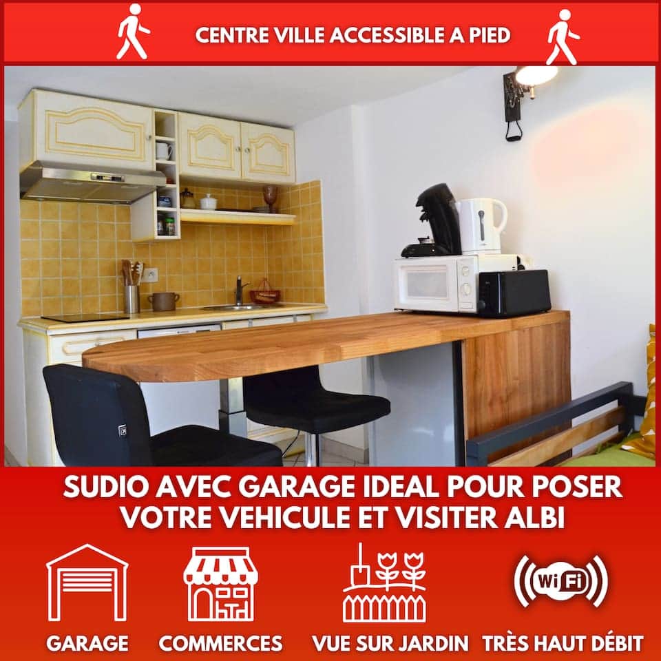 Studio très calme, avec garage idéal pour poser son véhicule et visiter ALBI Studio très calme, avec garage idéal pour poser son véhicule et visiter ALBI
