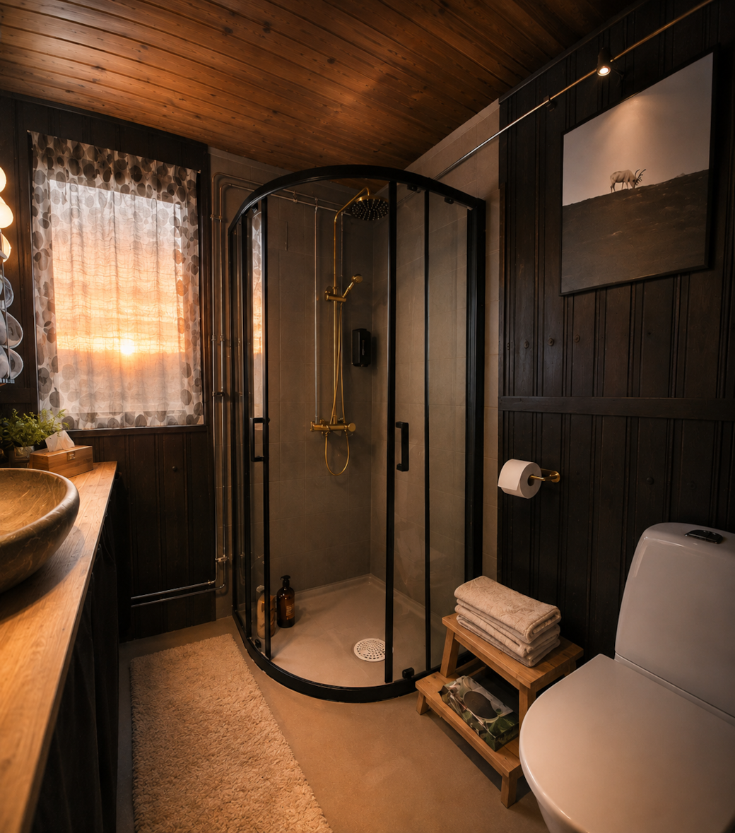 Shared bathroom in the main cabin