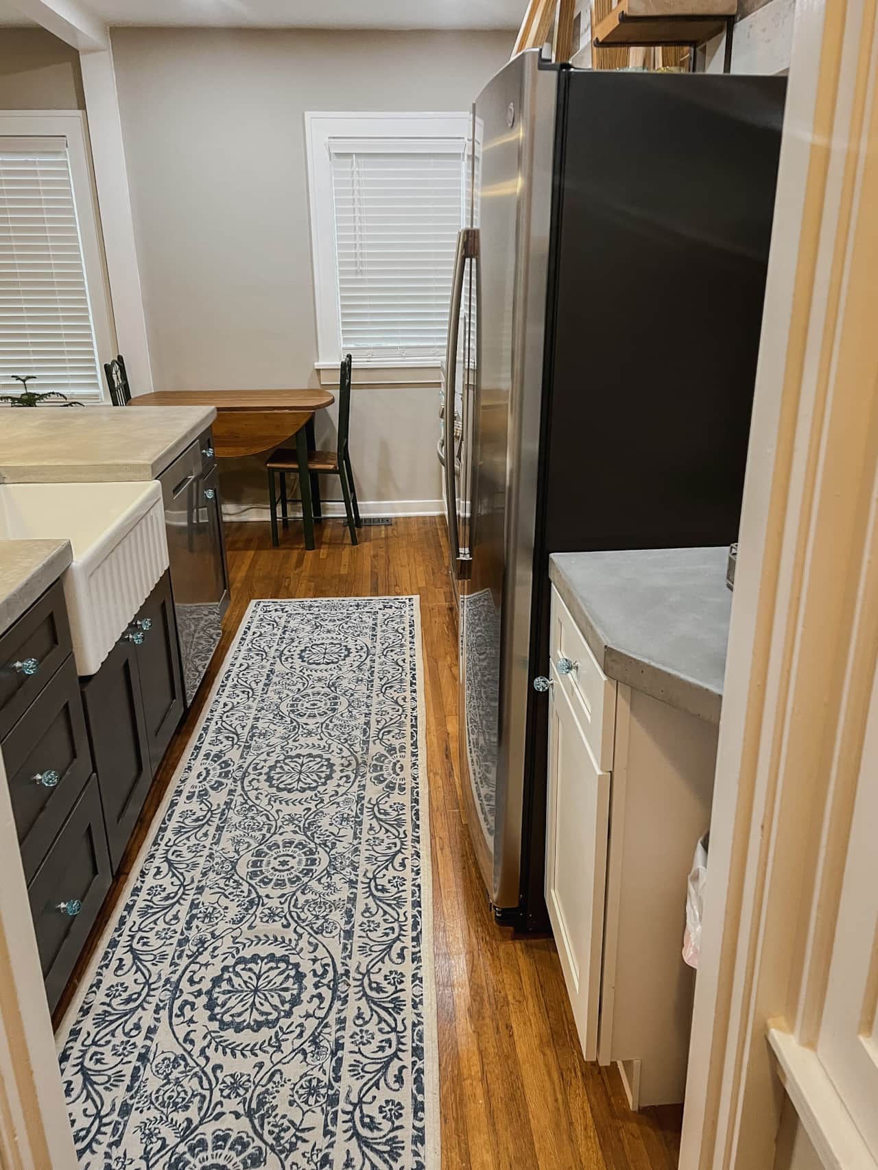 farmhouse sink and original hardwood floors throughout