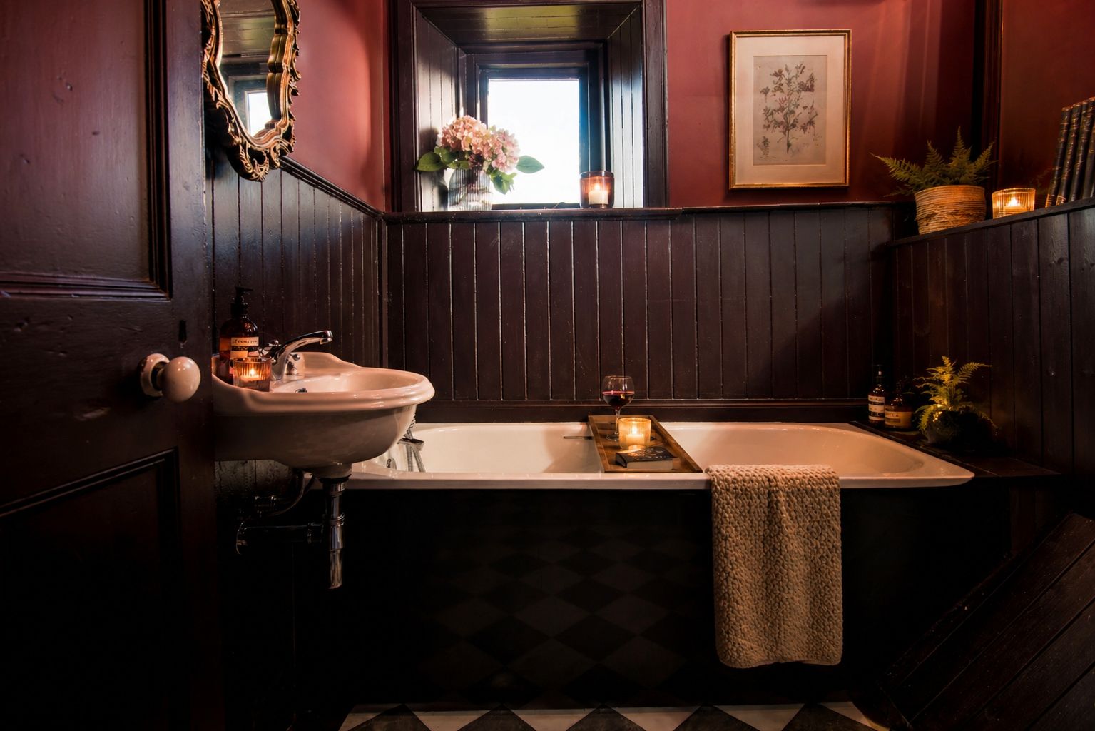Bathroom with a bathtub for relaxation