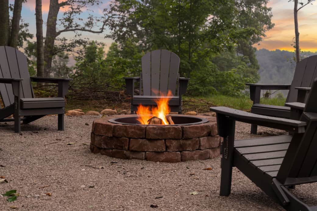 Cozy firepit on chilly mountain nights Cozy firepit on chilly mountain nights