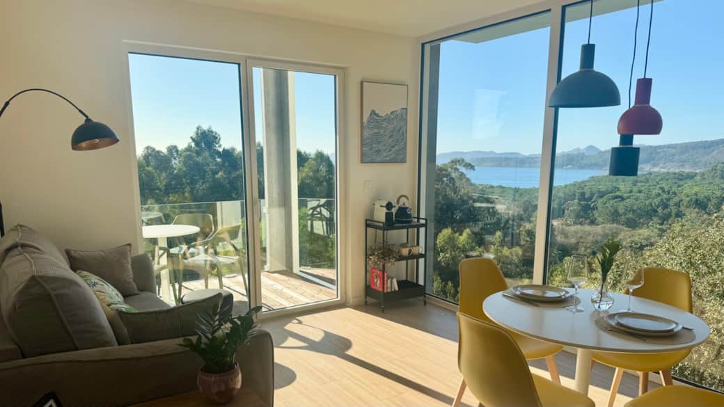 Living and dinning room full of natural light and incredible sea and mountain views