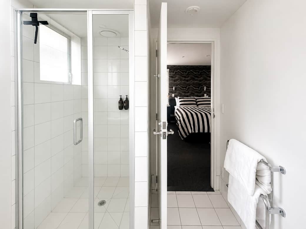 Access to the bathroom is from the bedroom