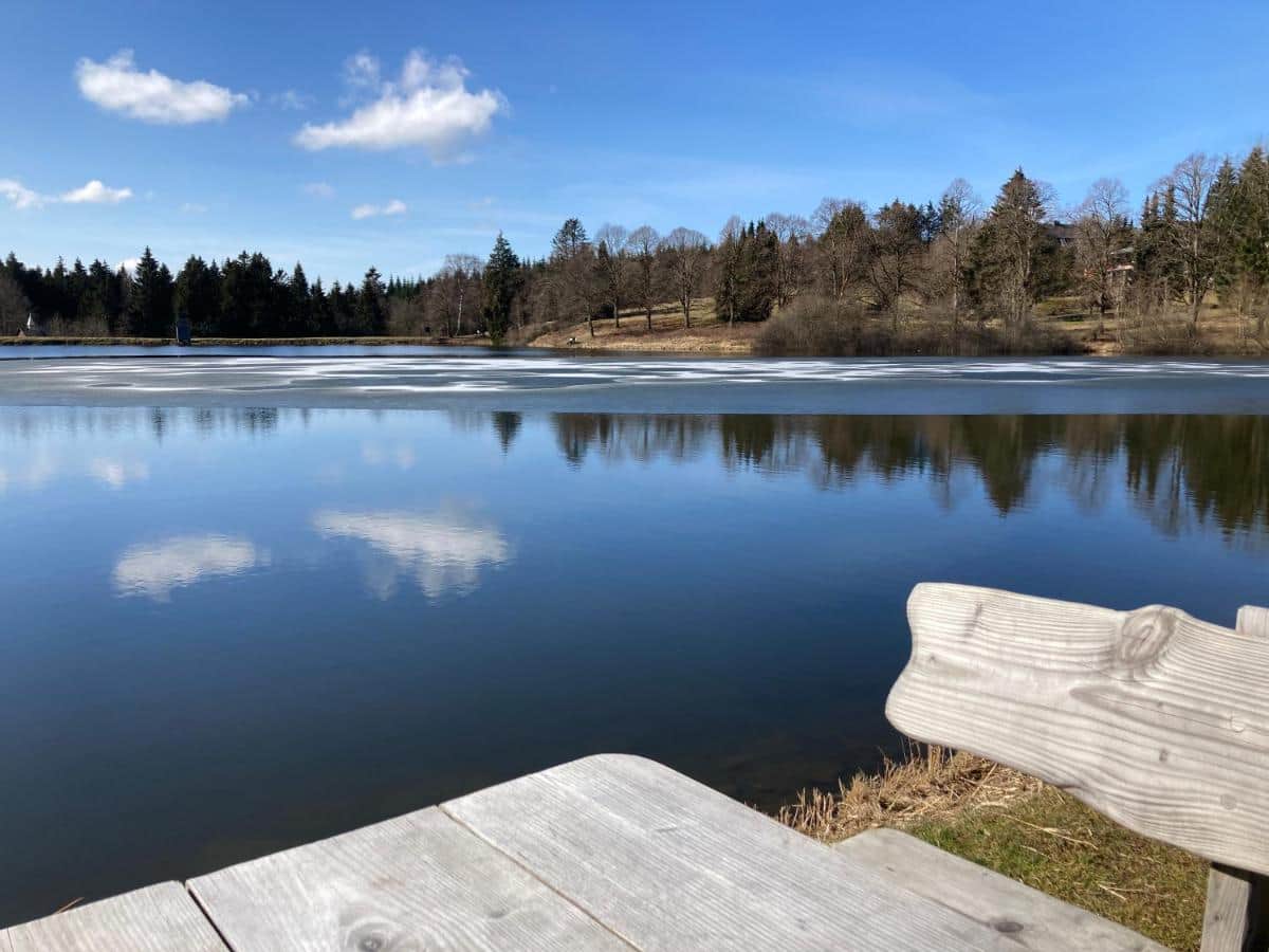 Entspannt am sommerlichen See sitzen