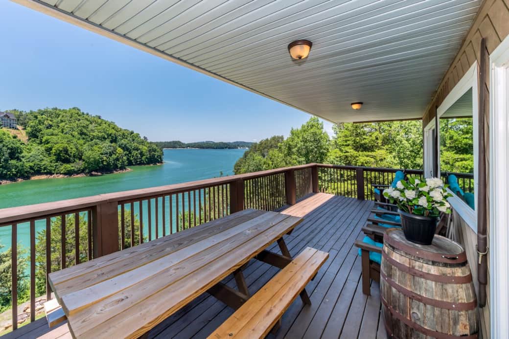 Main floor deck off of the living room and dining space. Take in the main channel and Smoky mountain sights.