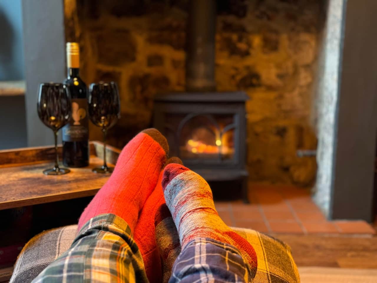 Cozy log fire
