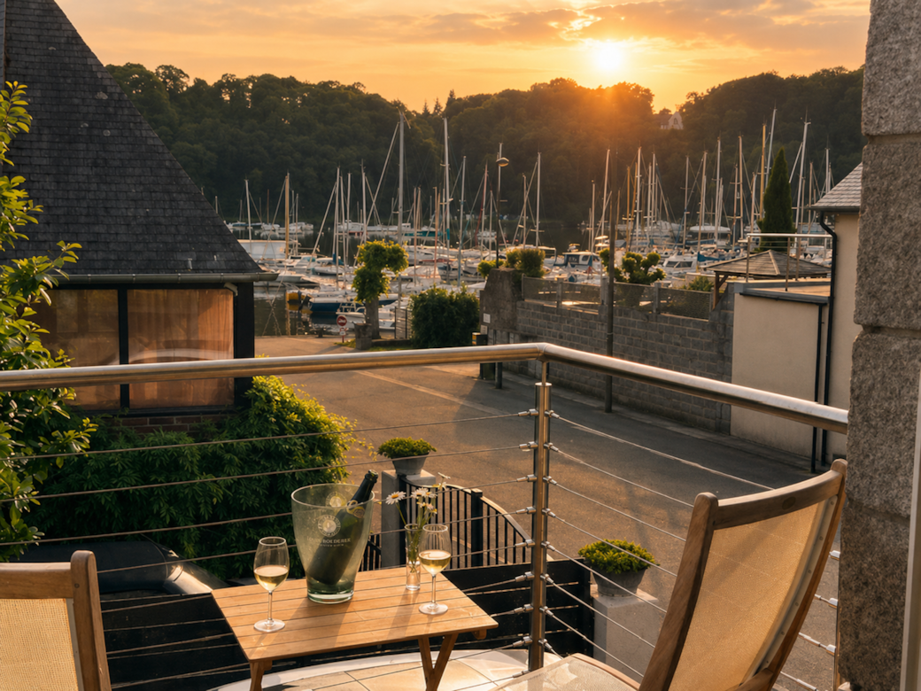 Sunset drinks overlooking the river in Lyvet