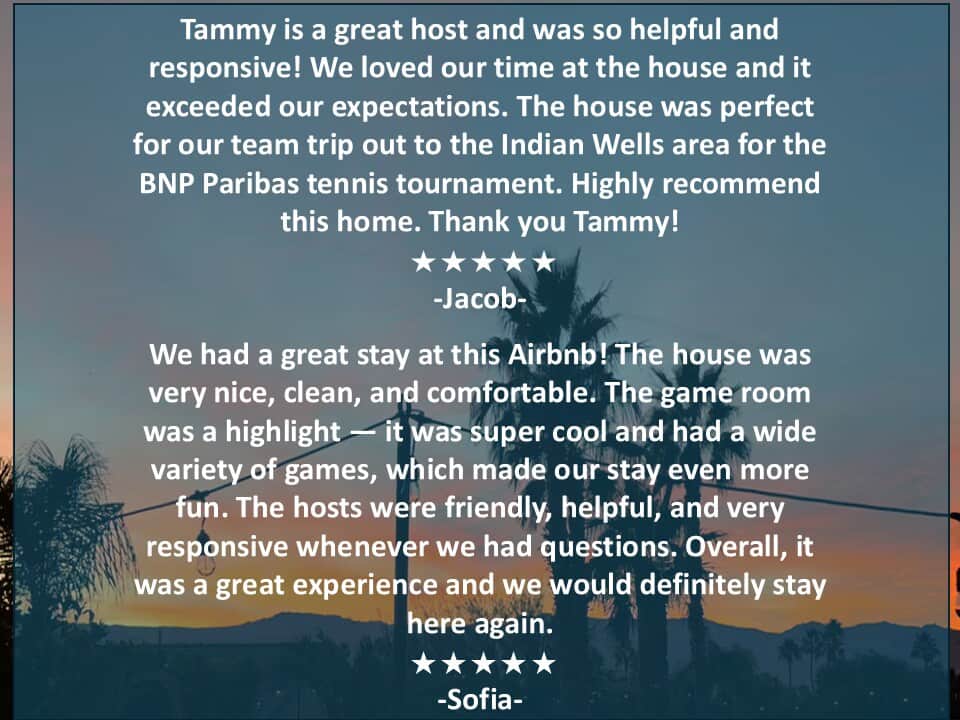 Testimonials from several past guests! Testimonials from several past guests!