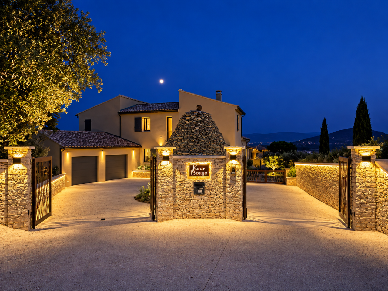 Entrance at night