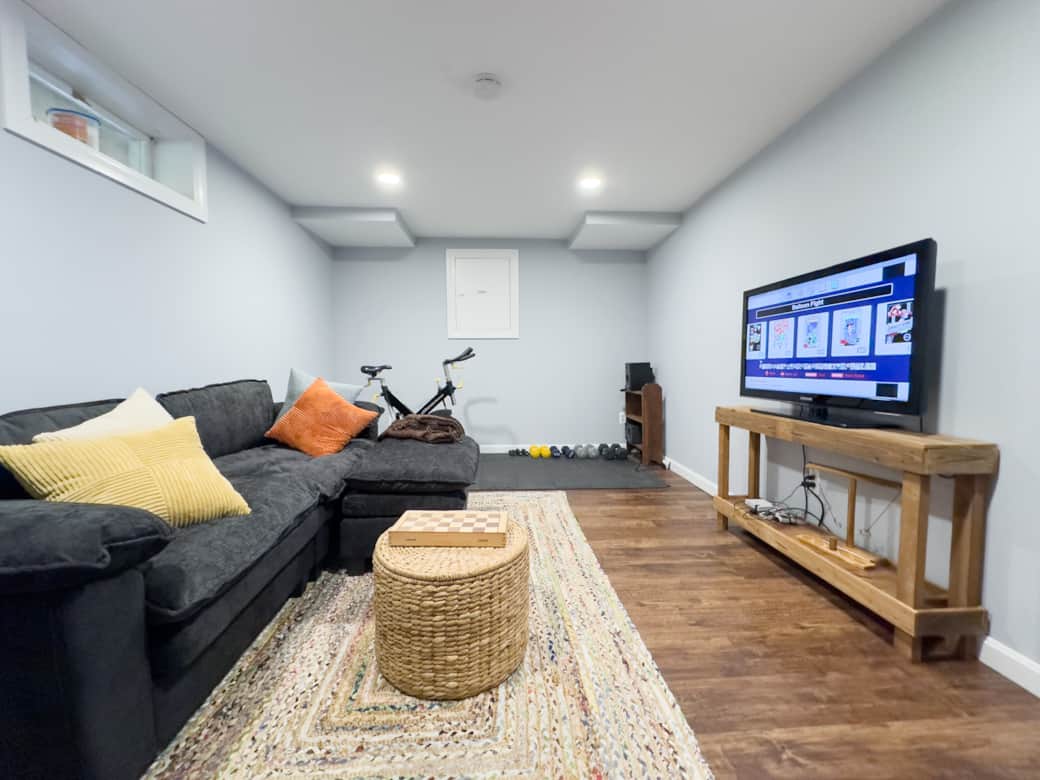 Basement game system and stationary bike