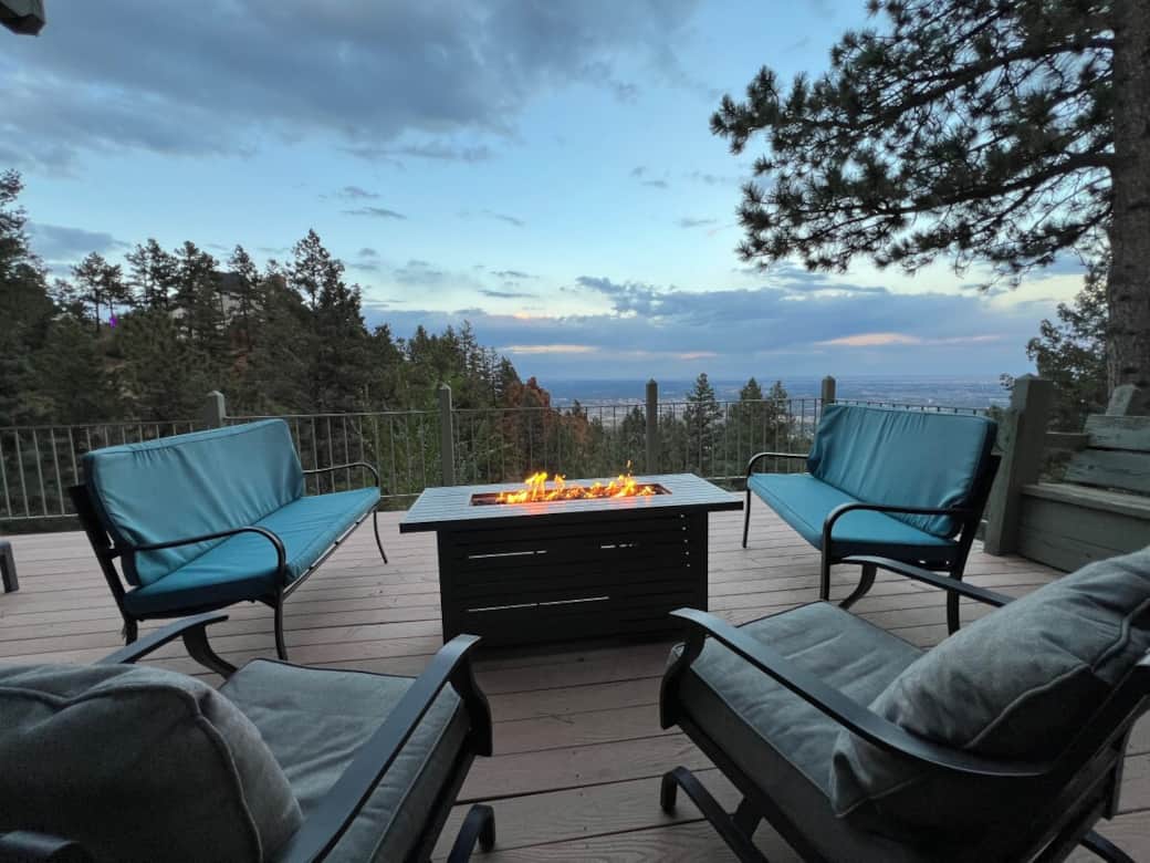 Firetable with fab views and comfy seating