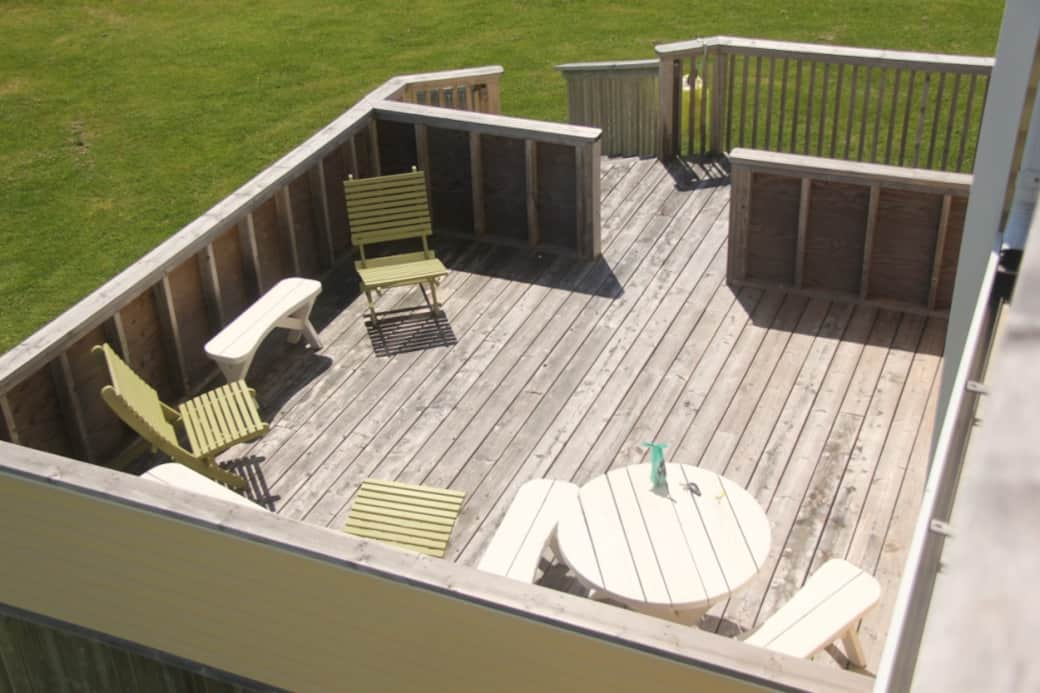 Sunny deck off kitchen.