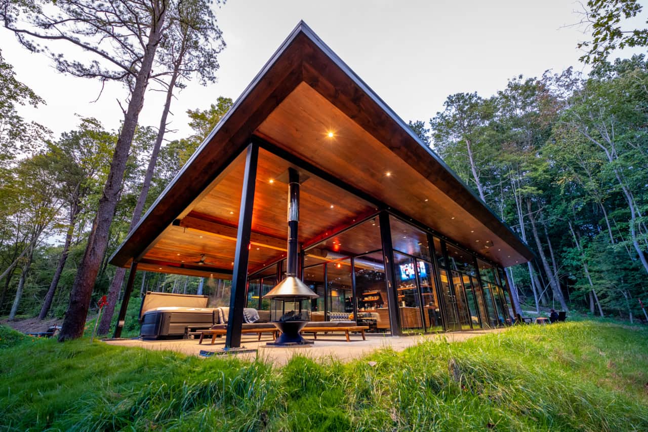 Patio with carousel fireplace