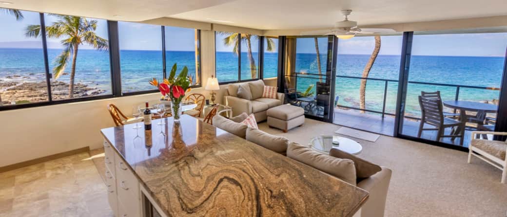 Stunning panoramic views from unique corner unit on the ocean
