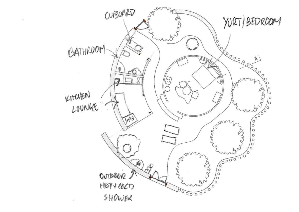 Plan of Yurt in its private gardens Kaouki Hill Sidi Kaouki Essaouira