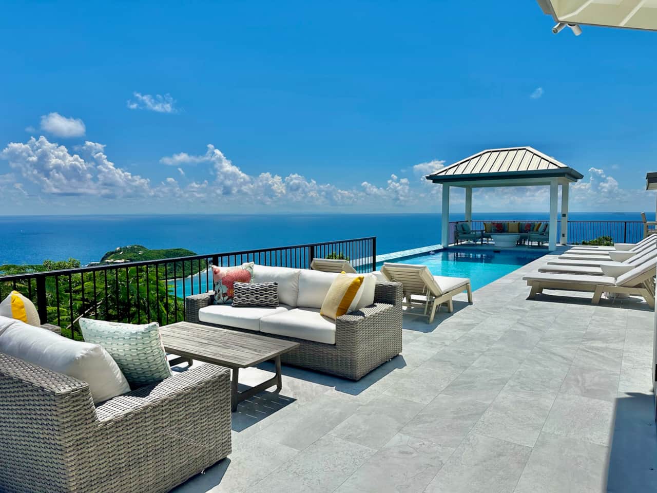 Pool patio with lots of seating