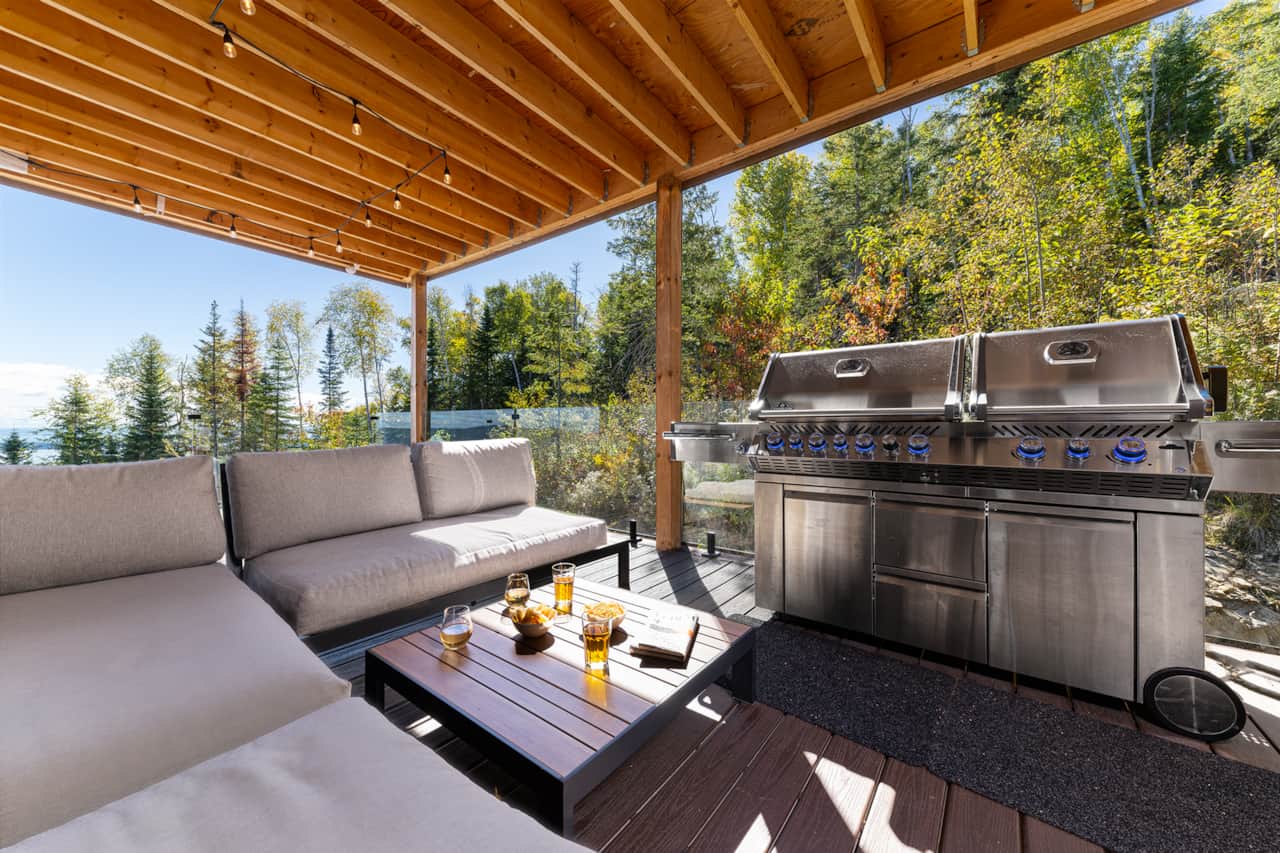 Covered Four-Season Patio – River & Mountain Views – Main Floor