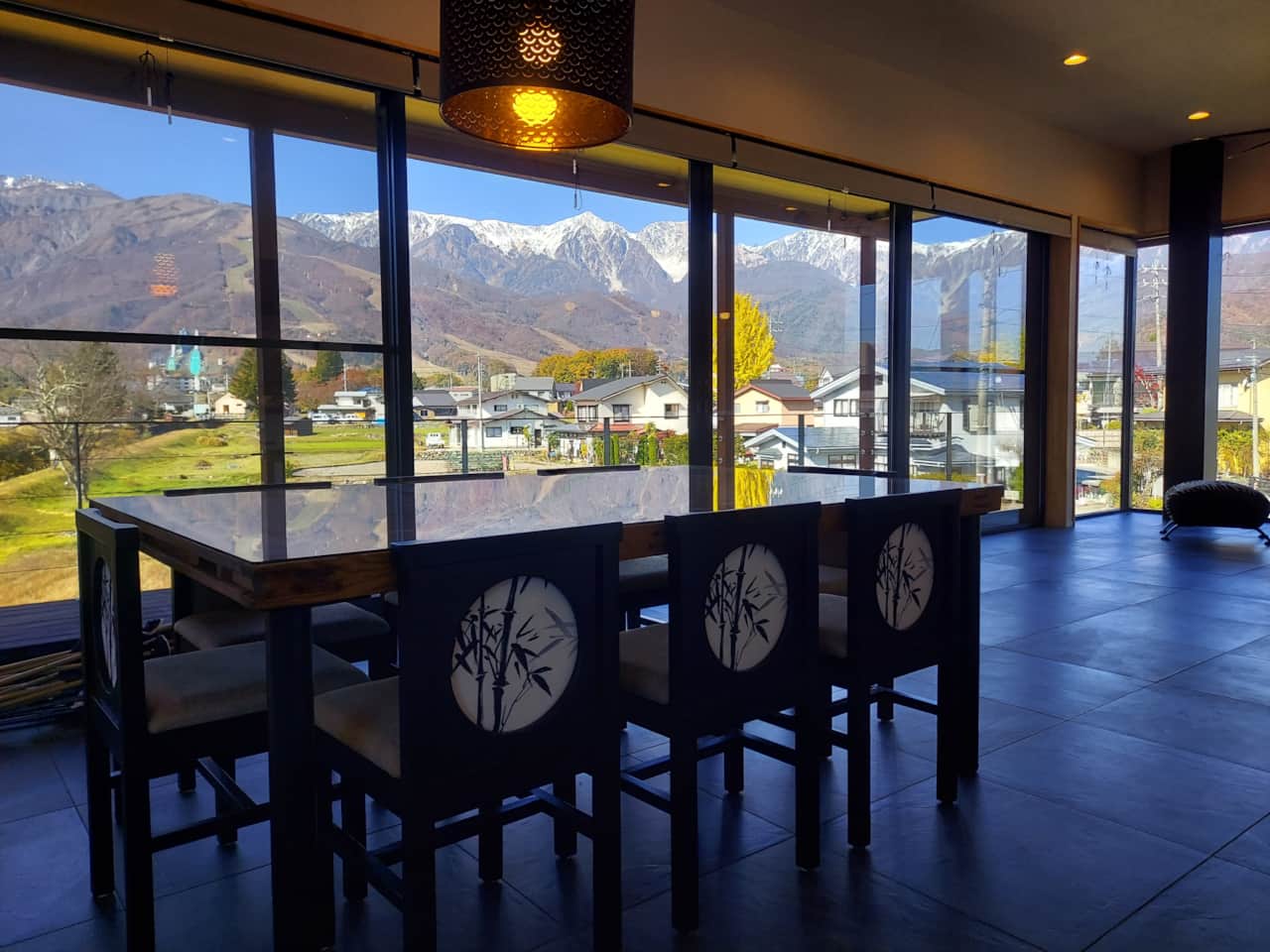 Hakuba ski resort views from the bespoke dining table. What a way to start the day!