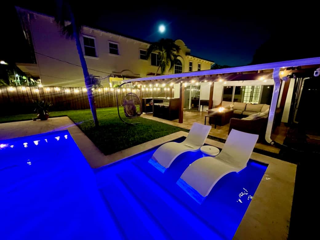 Outdoor Living Space at night