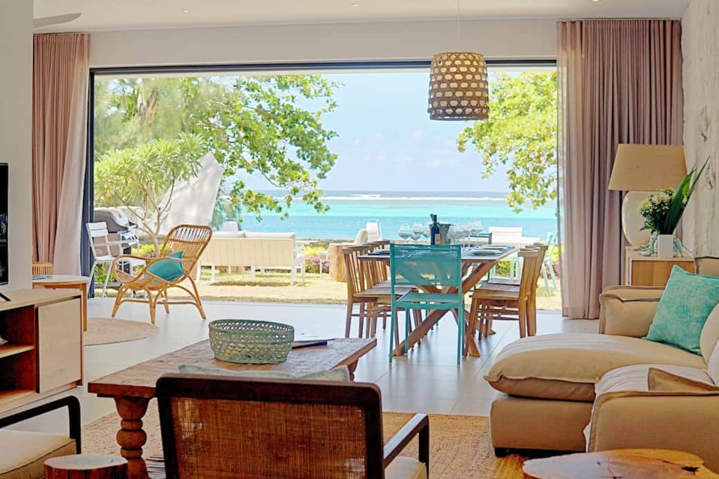 Living Room overlooking the garden and lagoon