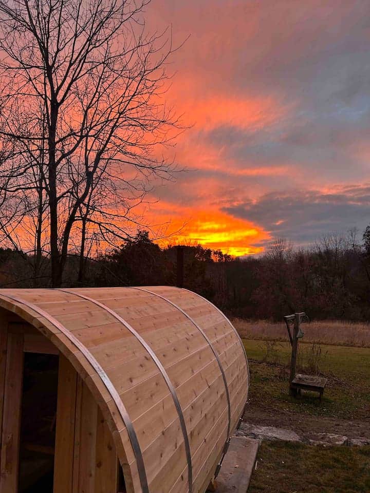 Watch the sunset while winding down in our brand new sauna. 