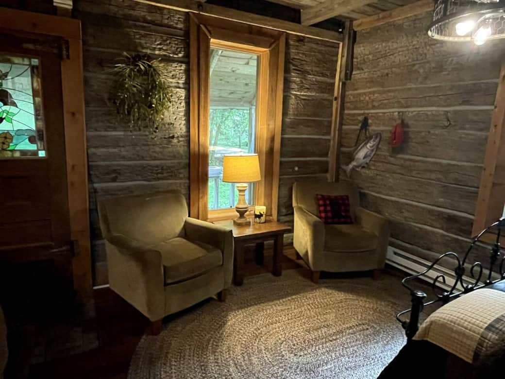 A place to sit, read, and relax in the old part of the cabin.