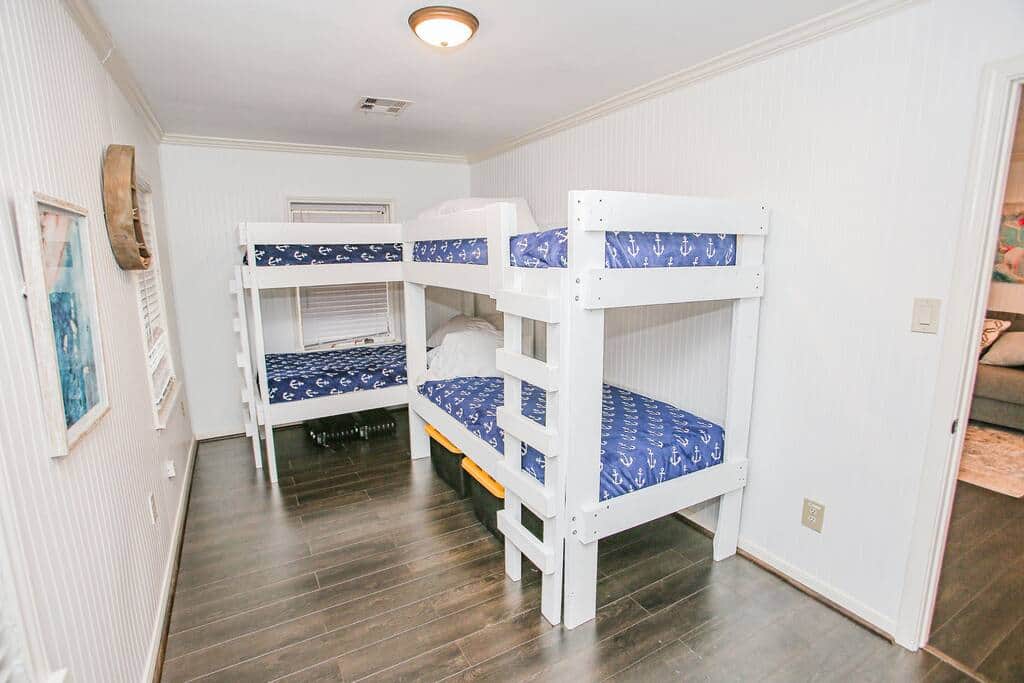 Custom bunk beds x 4 twins, memory foam