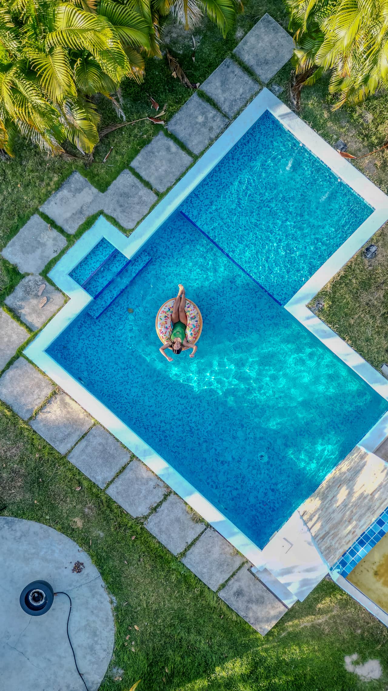 Aerial view of the pool at Kooteja Coronado, an eco-friendly getaway in Coronado, Panama
