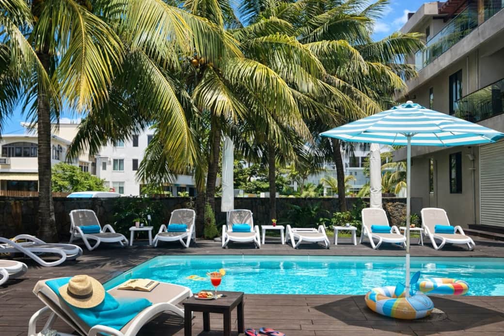 View from the sea to the pool
