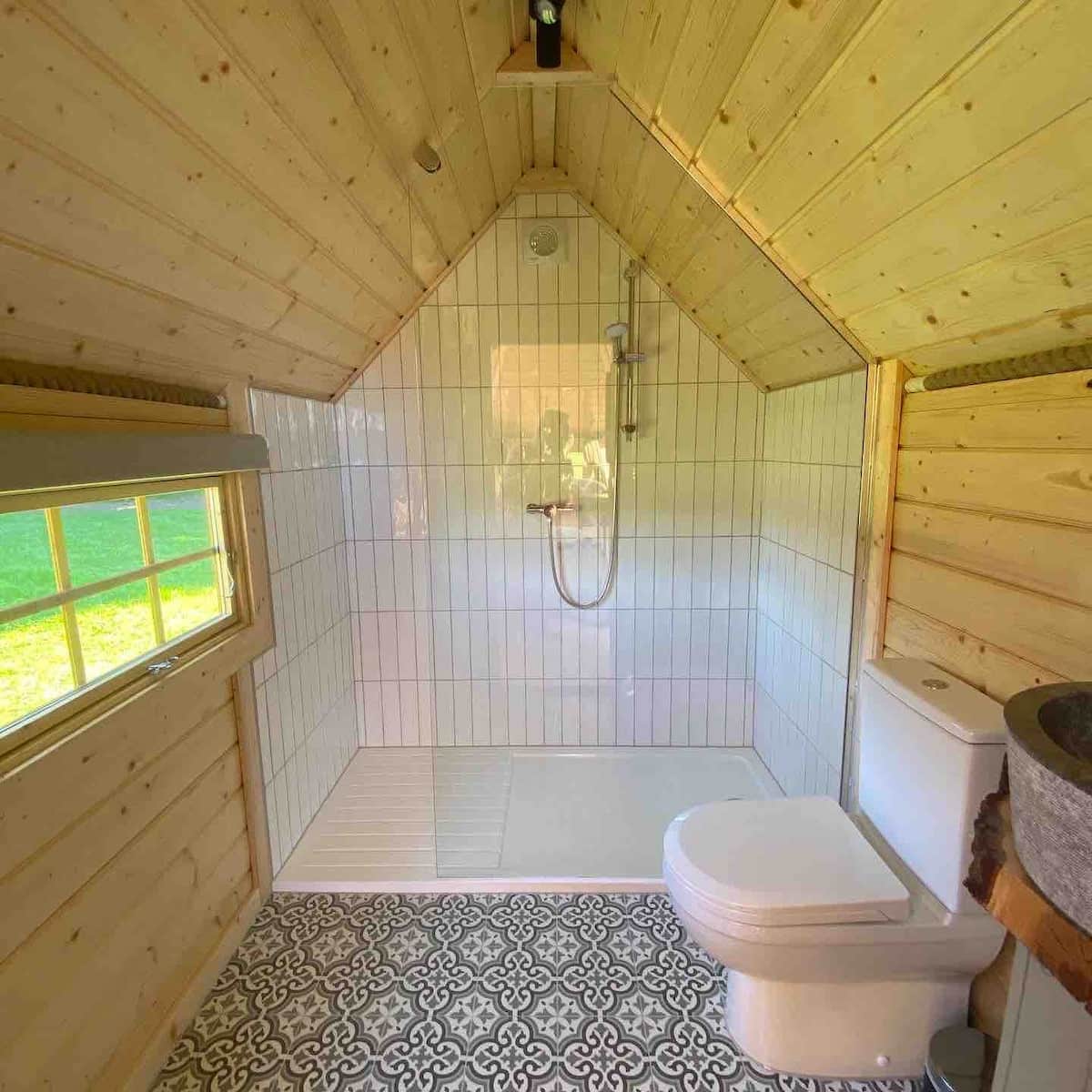 Bathroom with large walk in shower