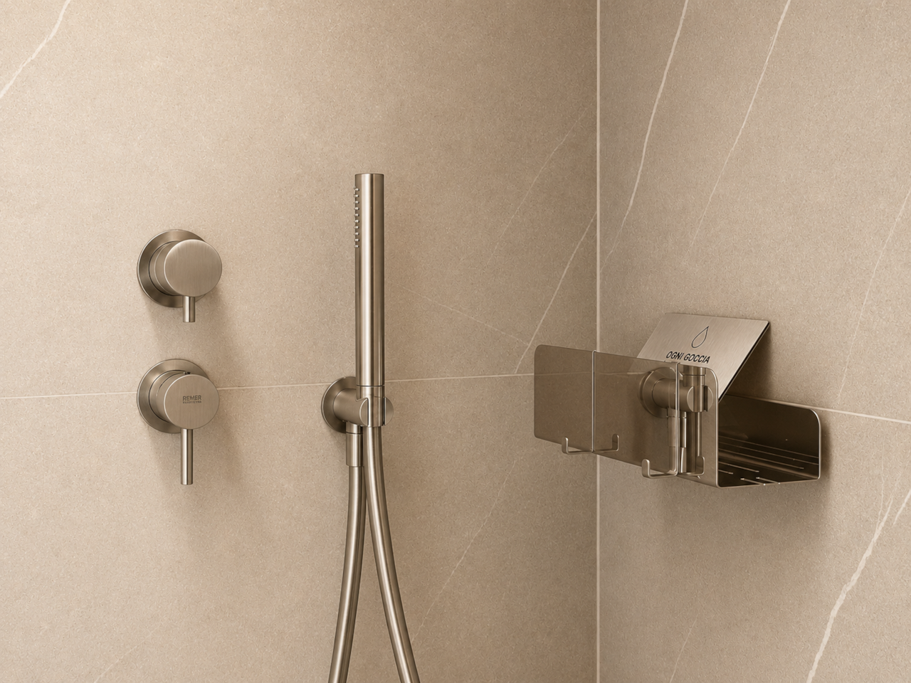 AZULIS DelleTerme Suites Walk in shower with chrome fixtures and rainfall head by RENTAL12