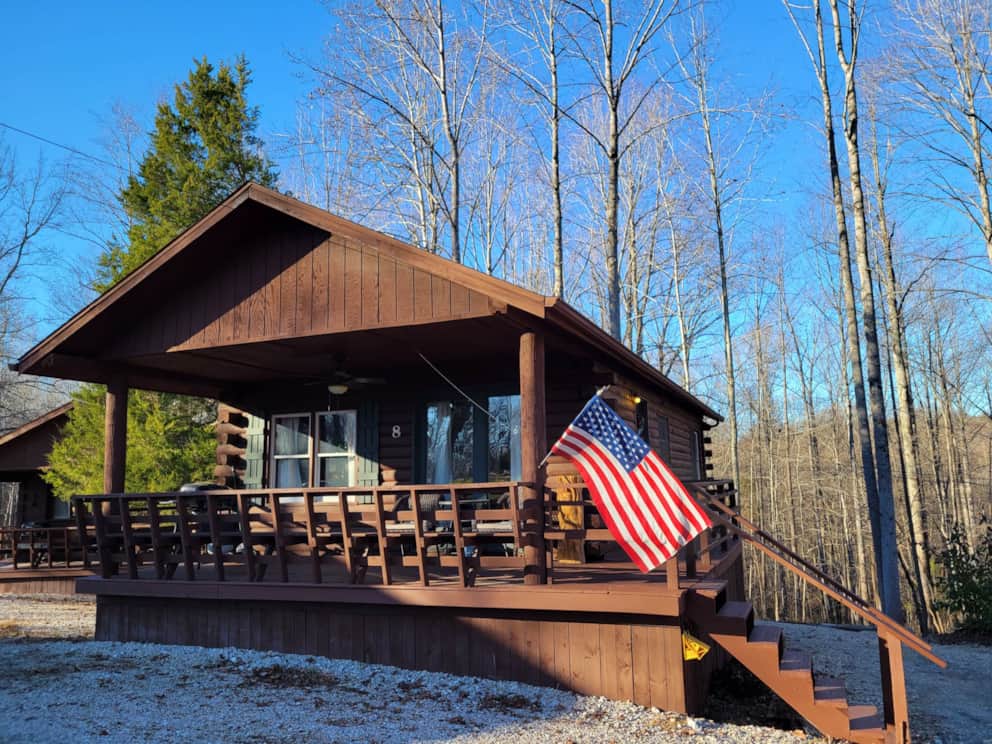 Log Cabin 8 with Hot Tub at Osborn Boat Ramp on Patoka Lake Vacation