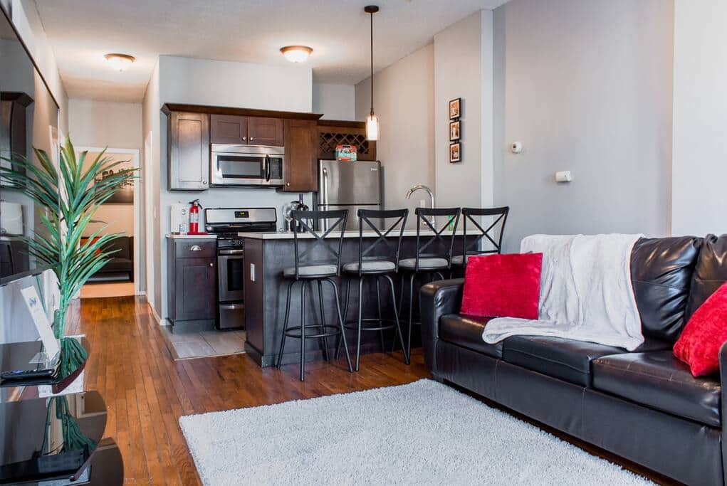 Spacious living area for all guests; free Wi-Fi and Smart TV