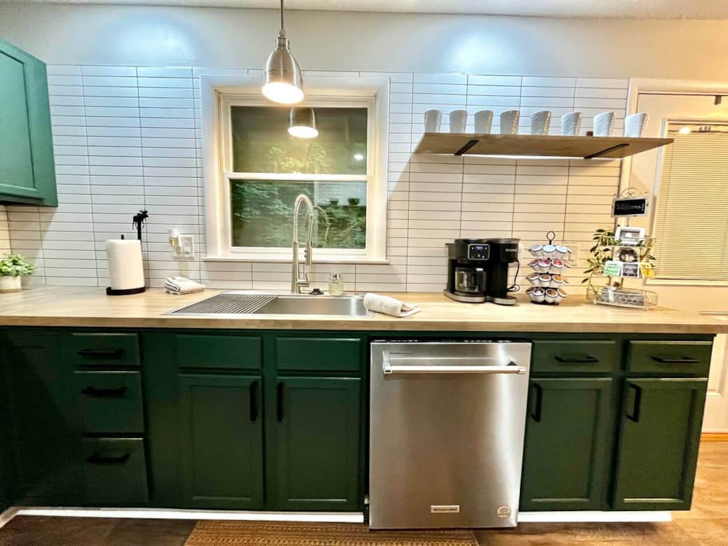 You'll find everything you need to prepare a delicious meal for friends or family. These cabinets are packed with cooking utensils, pots, pans, and a variety of things to make an experienced cook feel right at home.