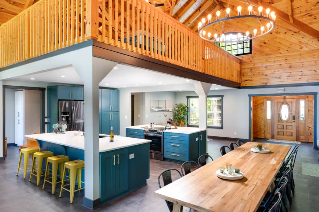 Dining table and kitchen