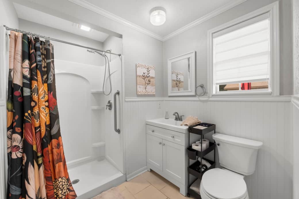 Bathroom with large walk-in shower Bathroom with large walk-in shower