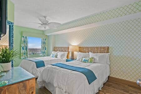 One of 2 bedrooms with double beds. One of 2 bedrooms with double beds.