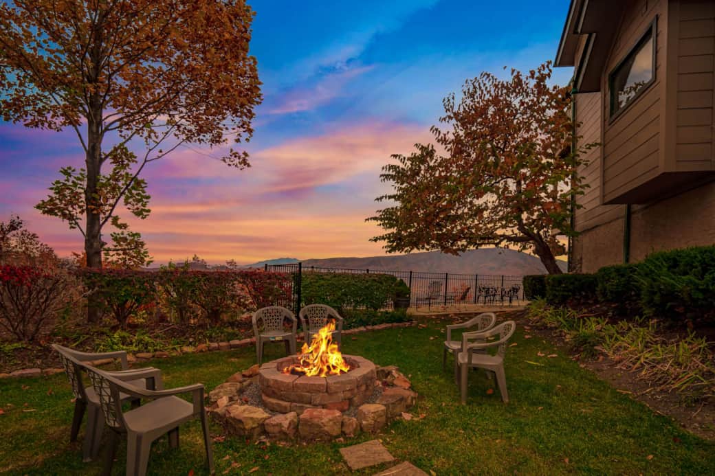 Outdoor fire pit with wood provided. Outdoor fire pit with wood provided.