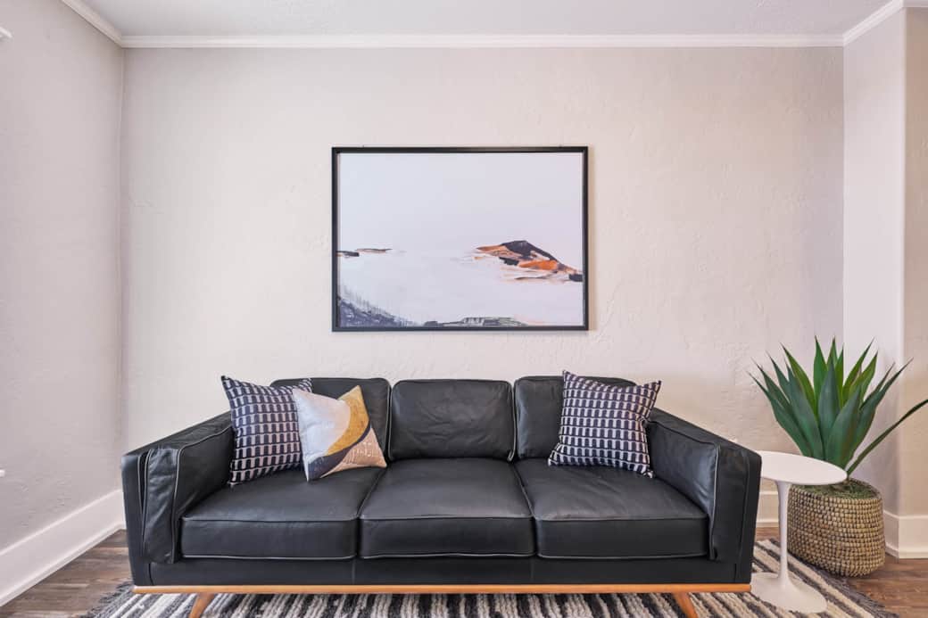 A comfy leather sofa for lounging.