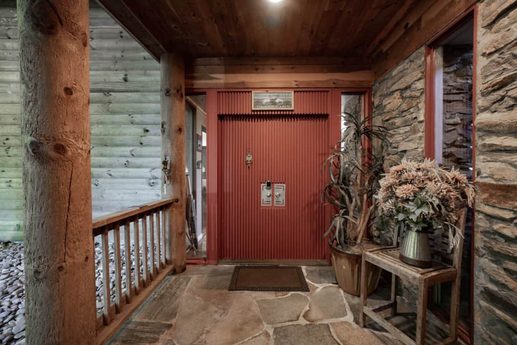 Wide front door with keyless entry.