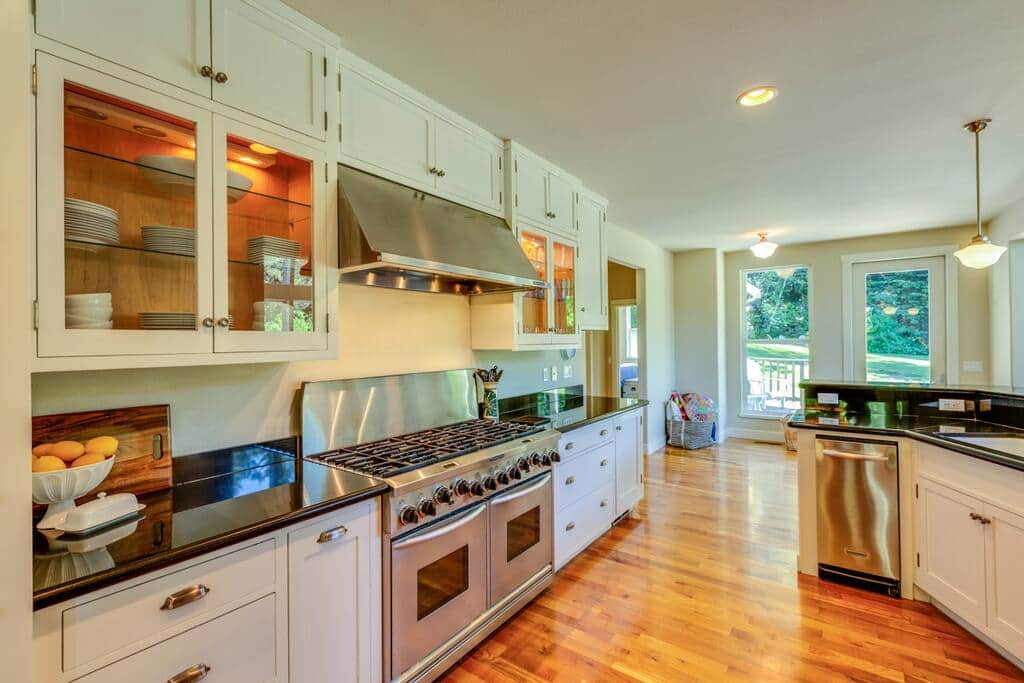 Our home has an 8 burner gas range with double ovens!